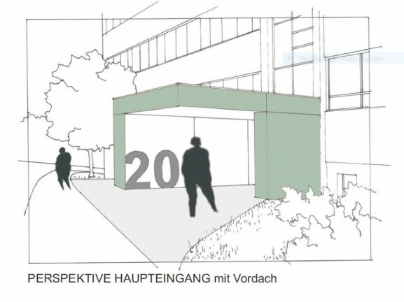 Hochschule Gebäude 20 - Perspektive Haupteingang